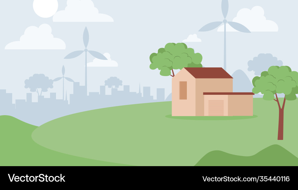 Summer suburban landscape flat Summer suburban landscape flat vector image