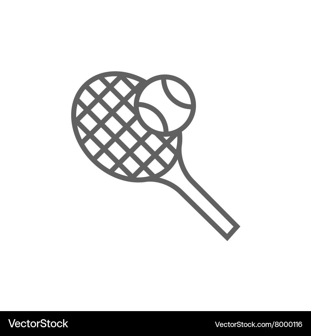 Tennis Racket and Ball Line Icon Vector Image