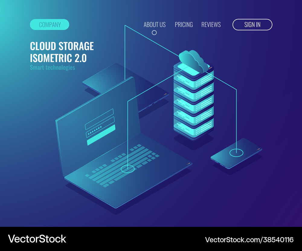 Web hosting solution cloud server data storage Web hosting solution cloud server data storage vector image