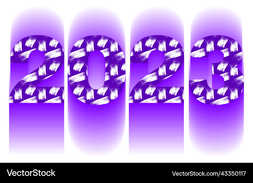 2023 calendar header blurry numbers with brush vector image