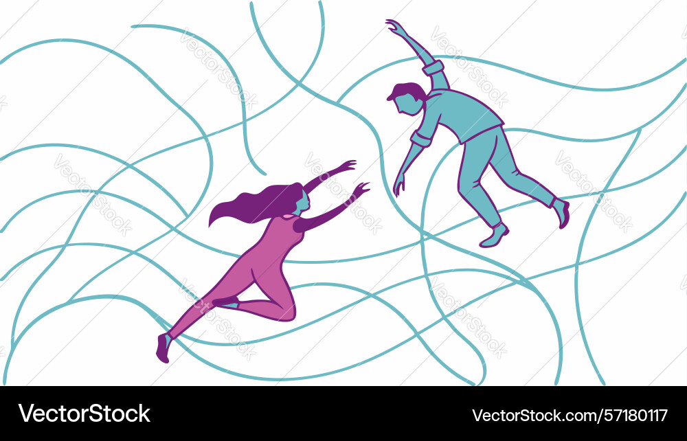 Abstract people connecting fluid motion and unity vector image