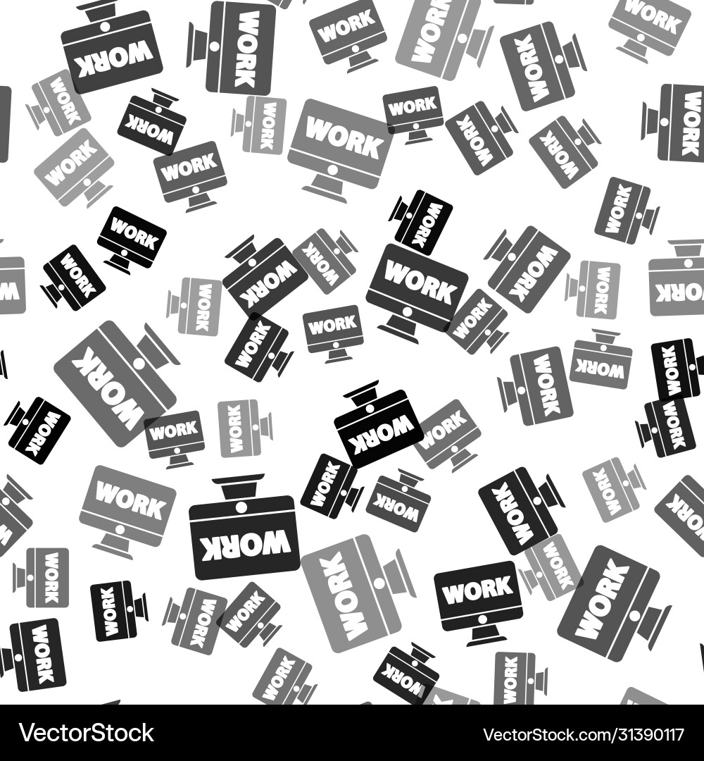 Black computer monitor with text work icon Black computer monitor with text work icon vector image