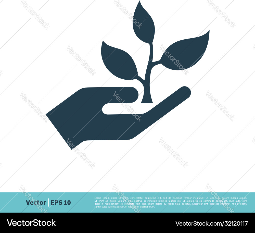 Blatt- und Handwachstum Pflanzen-Icon-Logo-Vorlage Blatt- und Handwachstum Pflanzen-Icon-Logo-Vorlage vektorbild