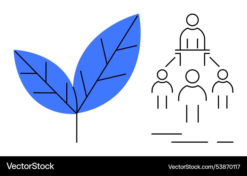 Blue leaves and simple hierarchical structure vector image