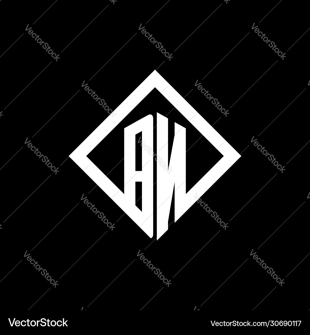 Bn logo monogram with square rotate style design vector image
