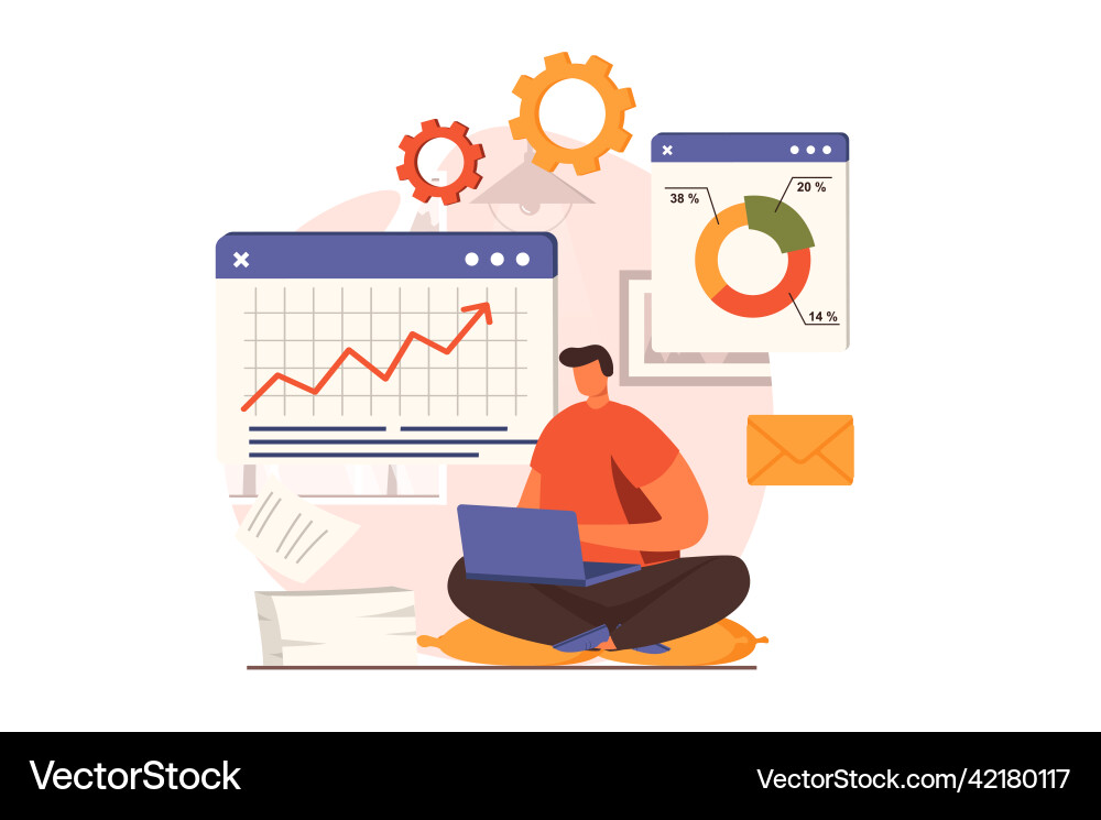 Business process web concept in flat design Vector Image