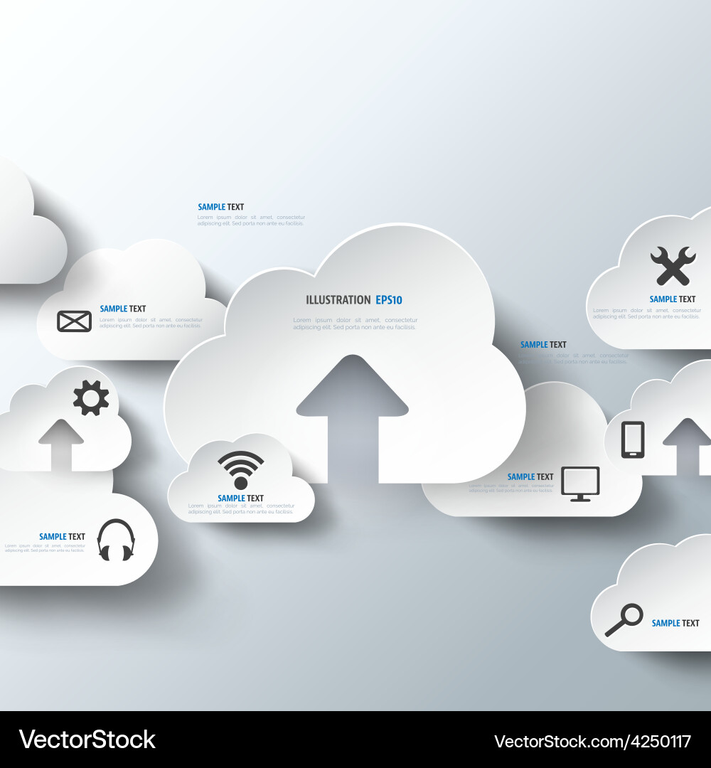 Cloud computing background with web icons social Vector Image