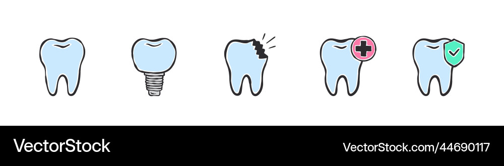 Different human teeth sketch style drawing Vector Image