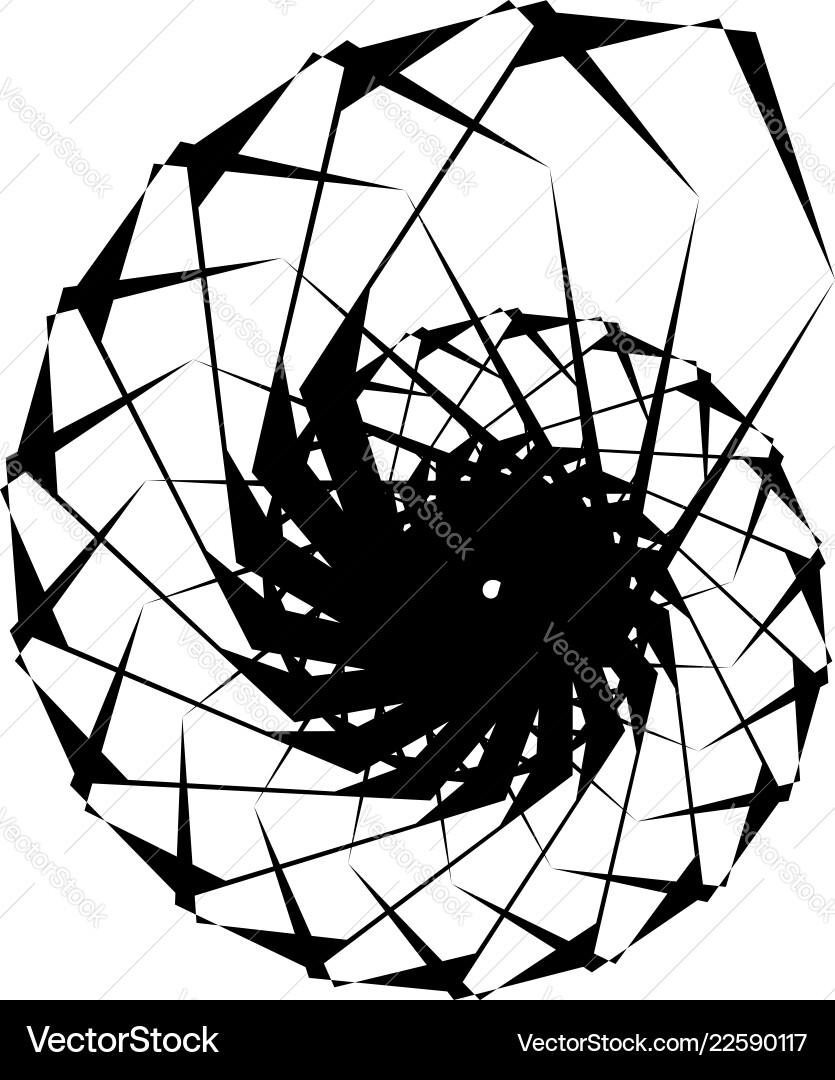 Geometric circular spiral abstract angular edgy Geometric circular spiral abstract angular edgy vector image