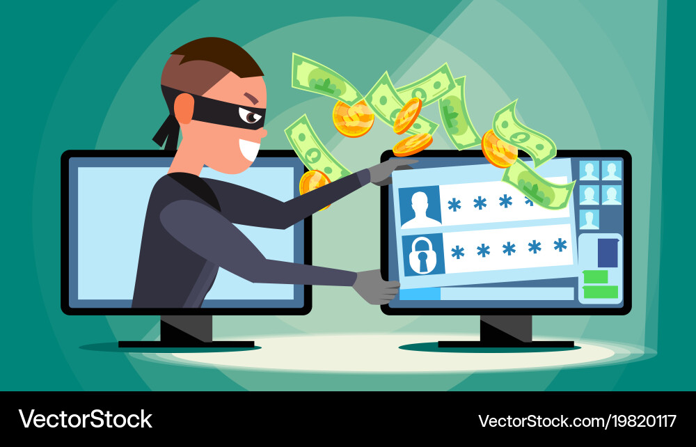 Hacker Stealing Data on Computer vector image