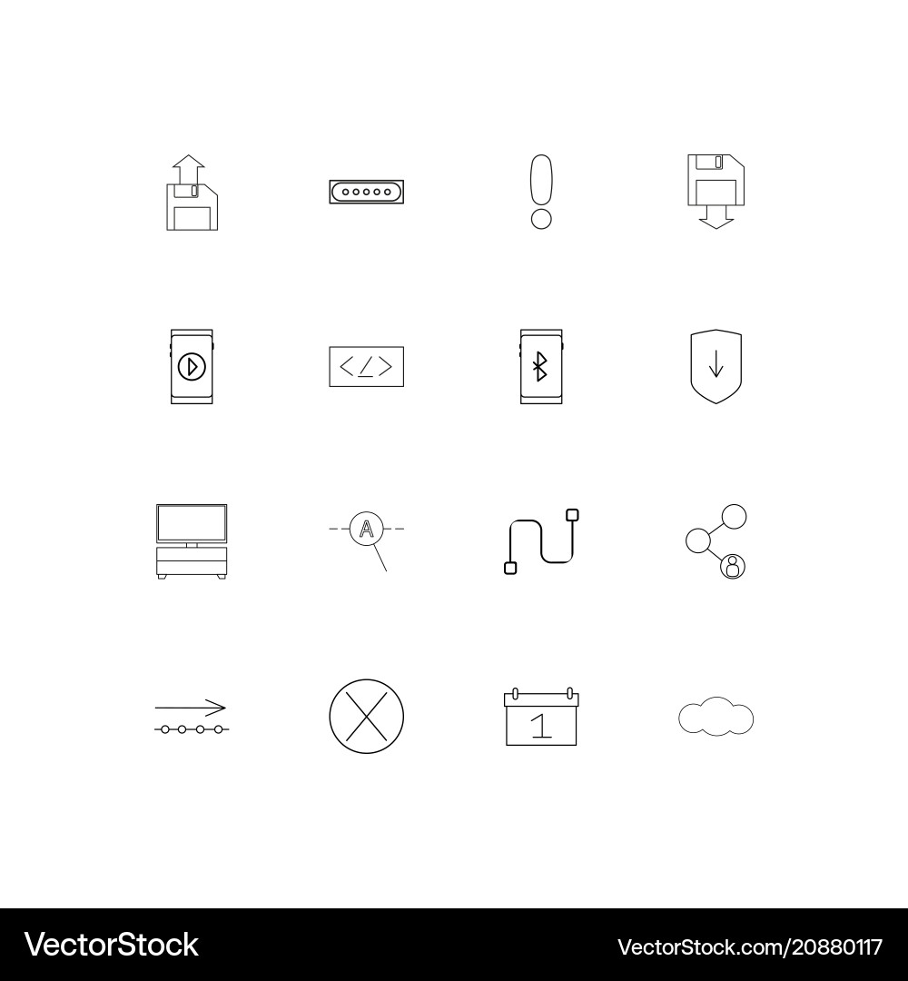 Internet technologies linear thin icons set Internet technologies linear thin icons set Vector Image