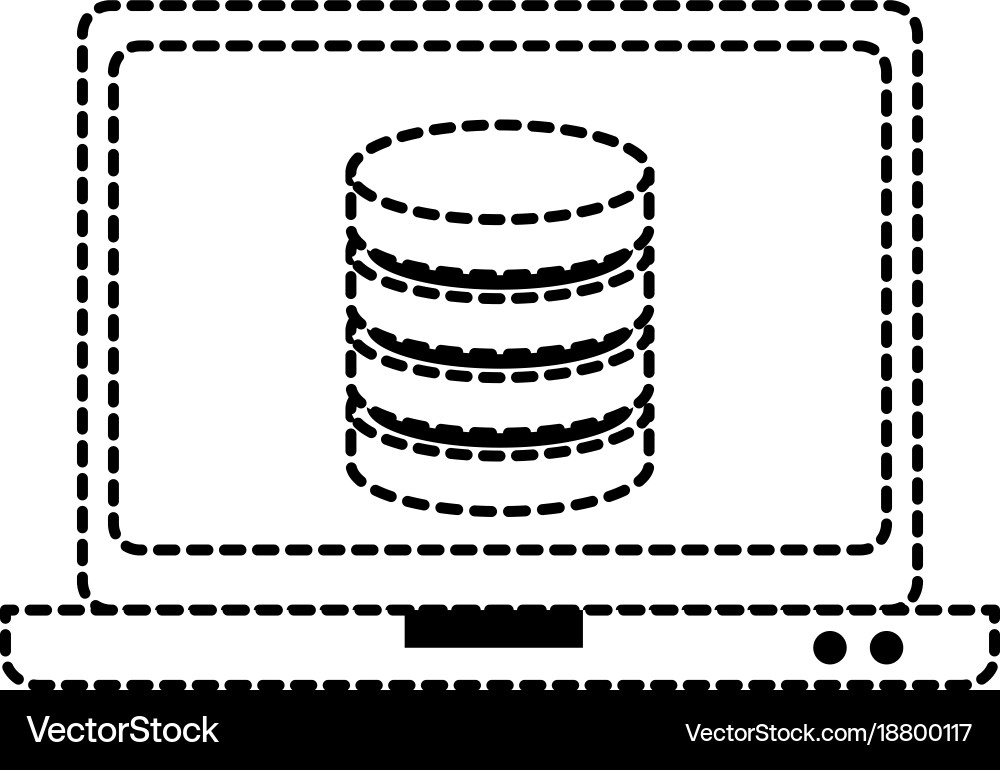 Laptop computer with data disk Vector Image