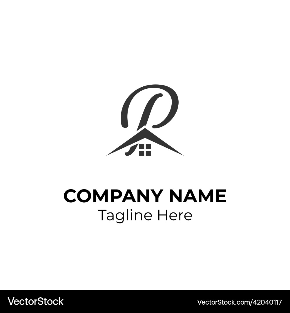 Logogram p with house element vector image