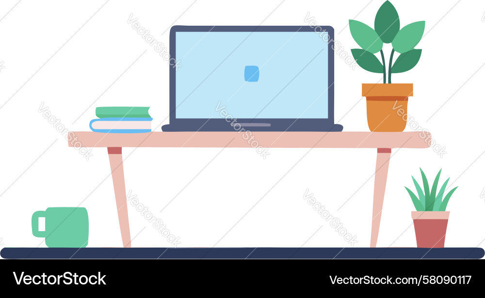 Minimalist Computer Desk Setup Vector Image