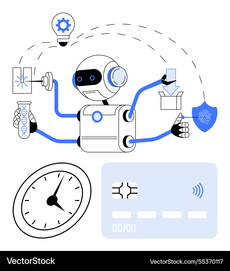 Multifunctional robot automating tasks Multifunctional robot automating tasks Vector Image