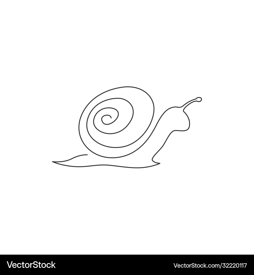 One continuous line drawing exotic snail One continuous line drawing exotic snail vector image