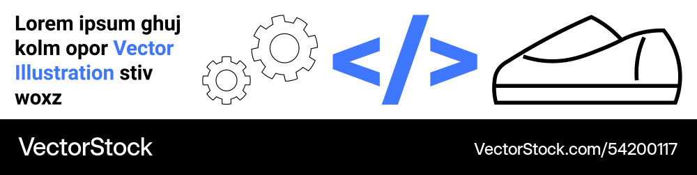 Programming code gear mechanism and shoe outline Programming code gear mechanism and shoe outline vector image