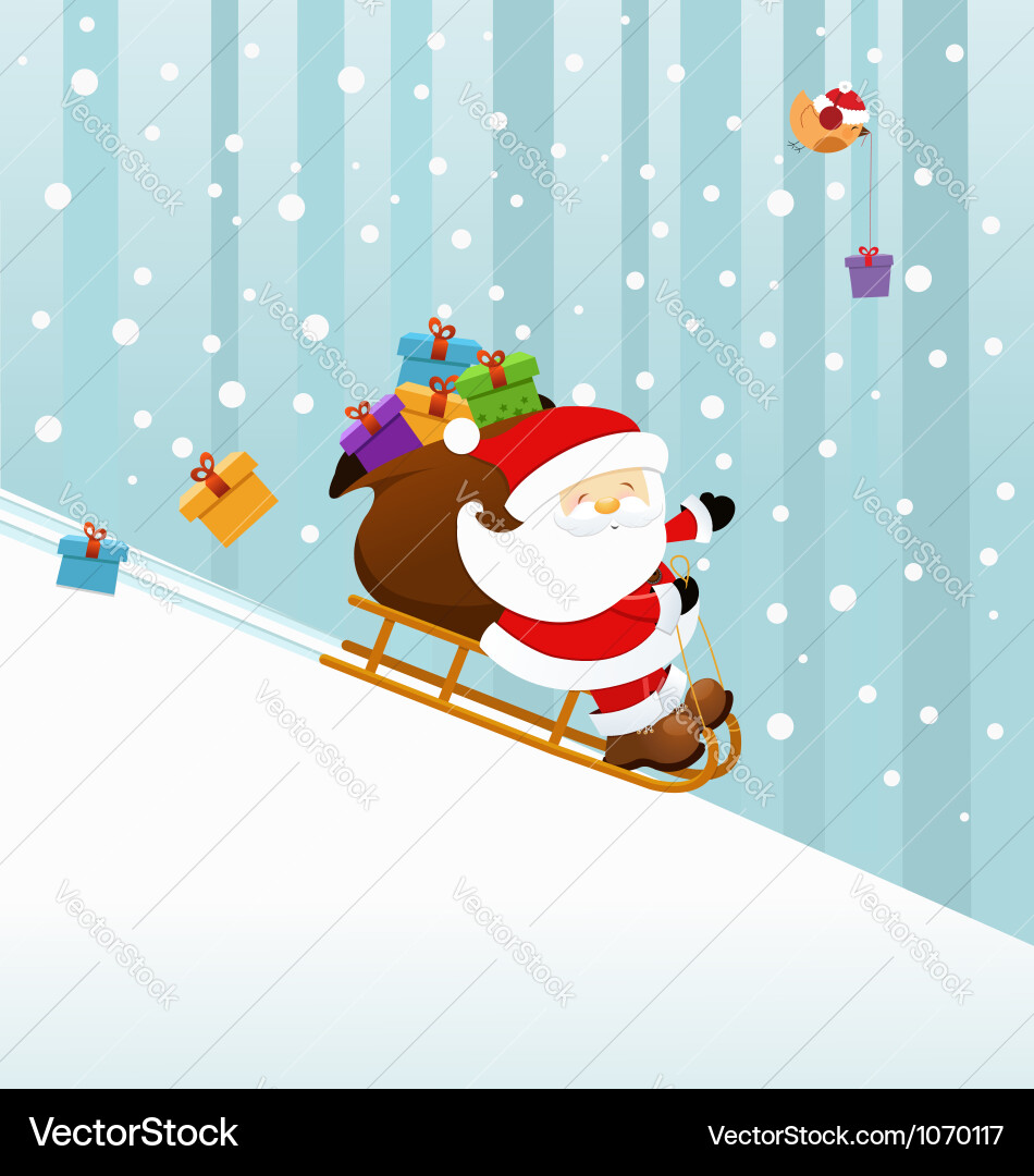 Santa Sledding in the Snow vector image