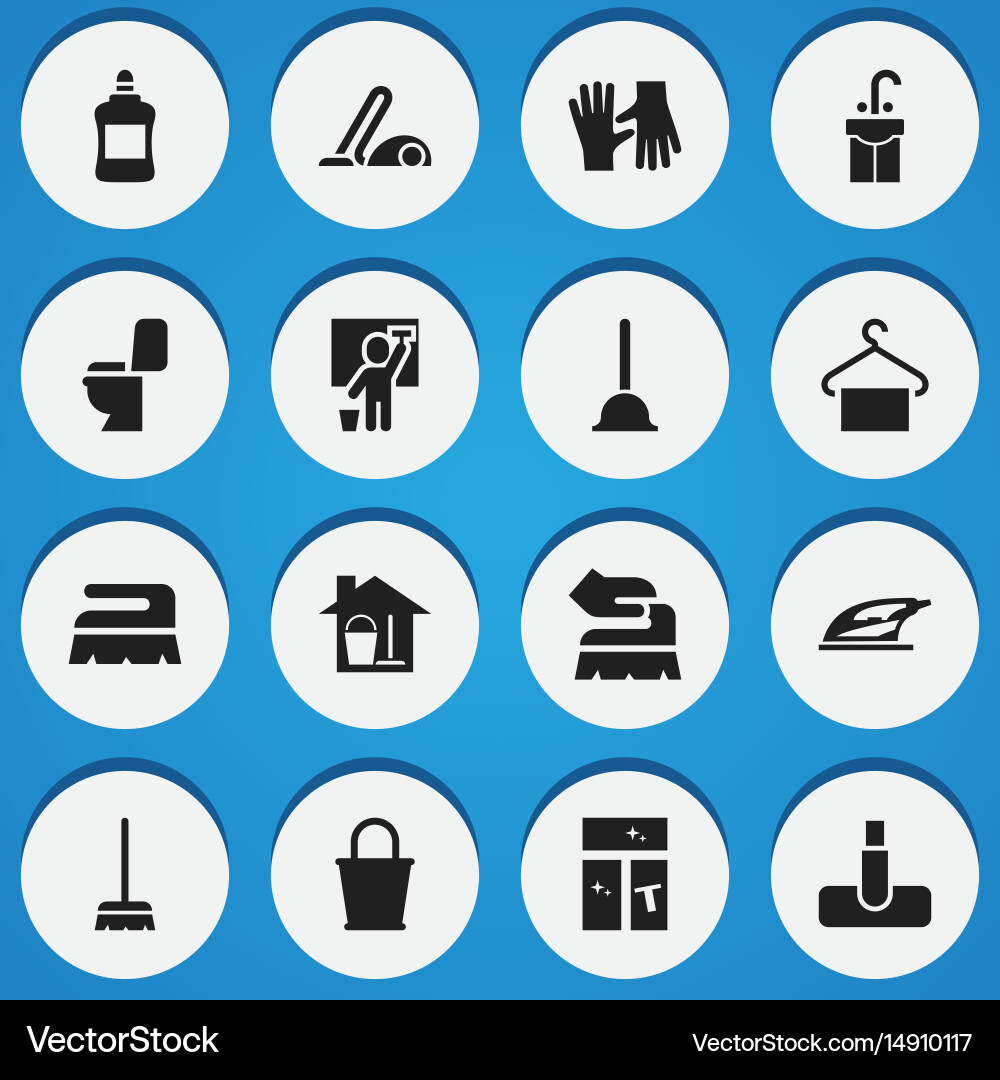 Set of 16 editable cleanup icons includes symbols vector image