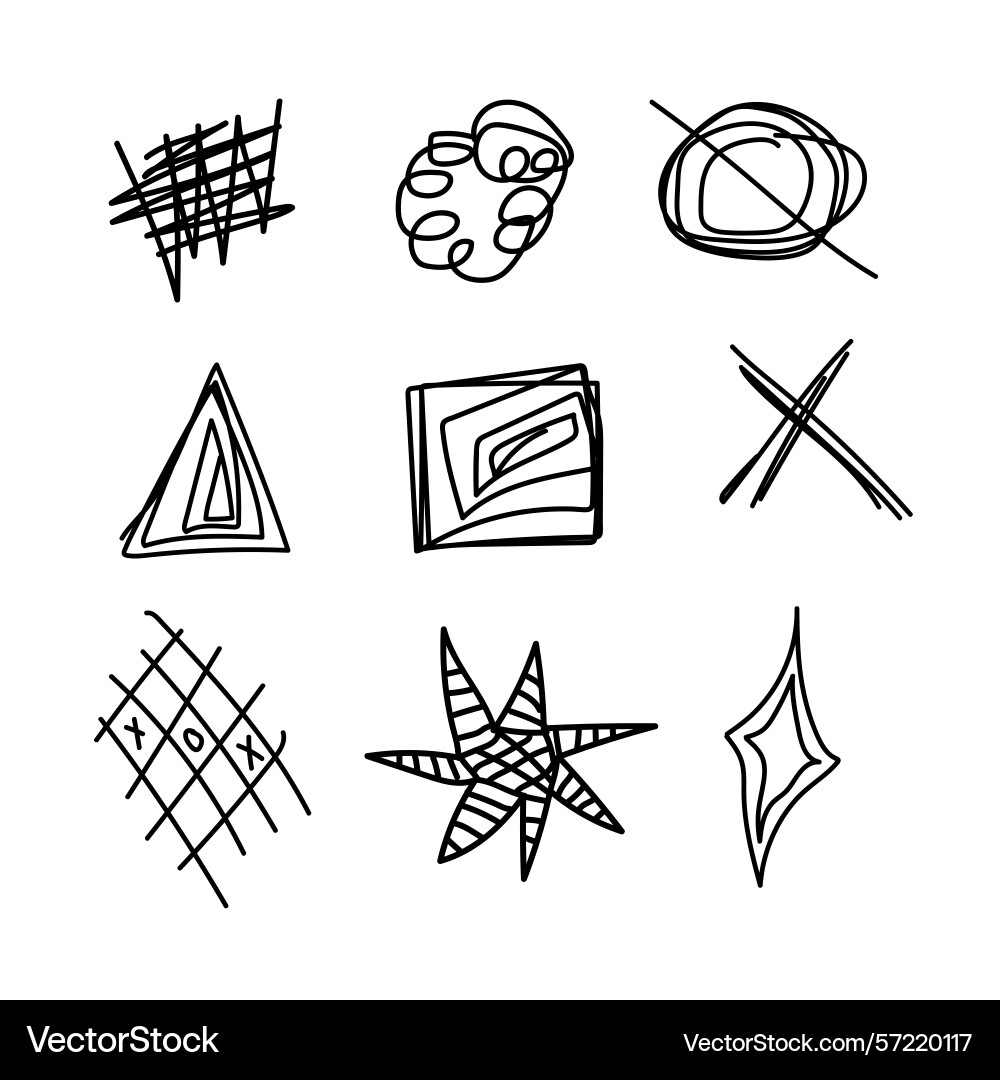 Set of shapes triangle square cross lines hand Vector Image