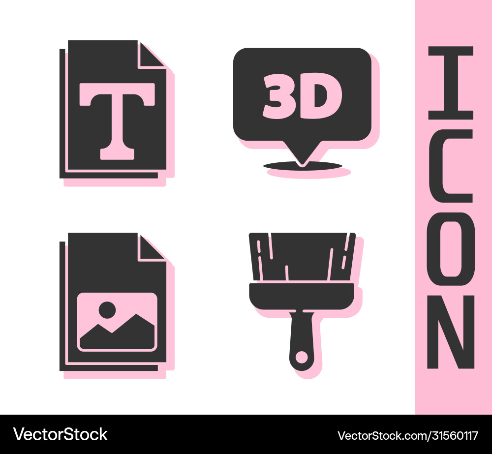 Set paint brush text file document picture Set paint brush text file document picture vector image