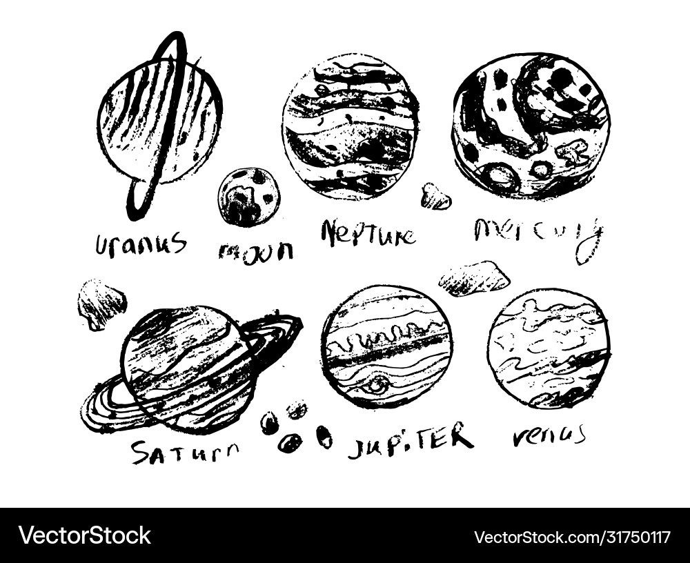 Set space objects planets stars comet Vector Image