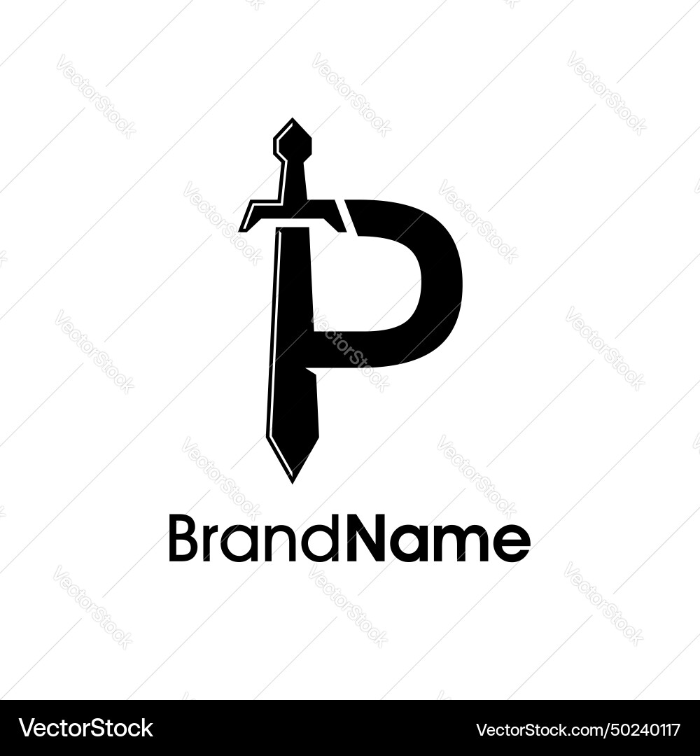 Simple and modern initial p sword logo Simple and modern initial p sword logo vector image