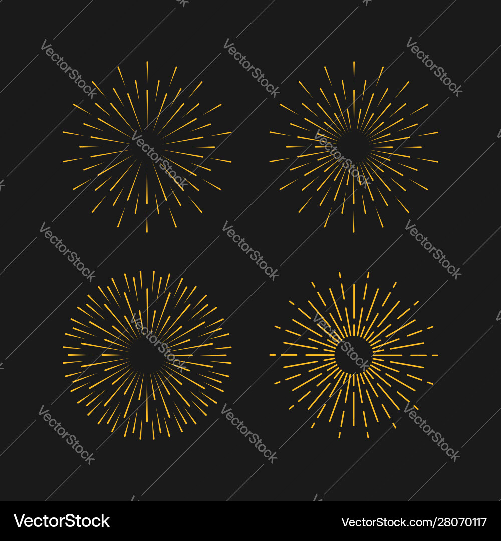 Sunburst set gold style isolated on background Sunburst set gold style isolated on background vector image