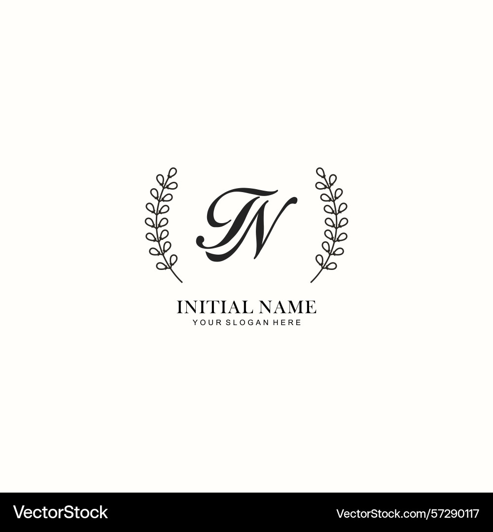 Tn initial logo templates with botanical elements Vector Image