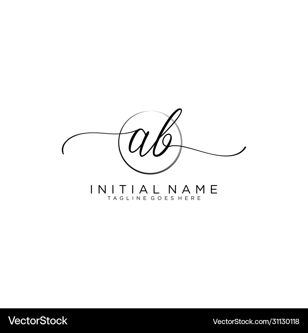 Ab initial handwriting logo with circle template Ab initial handwriting logo with circle template vector image