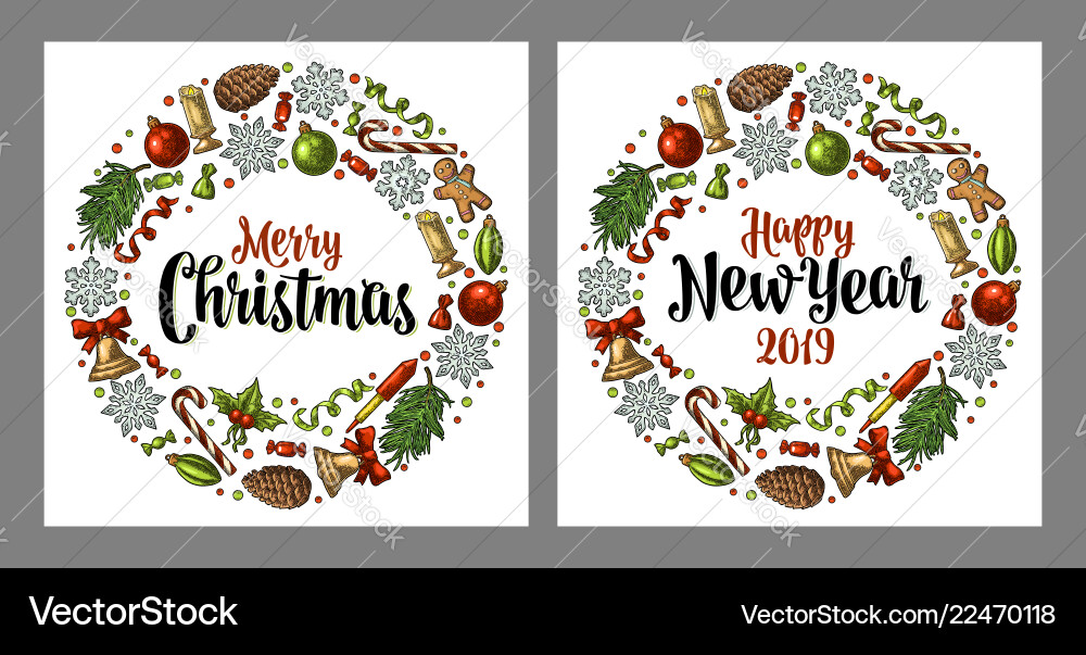 Circle shape set for merry christmas Circle shape set for merry christmas Vector Image