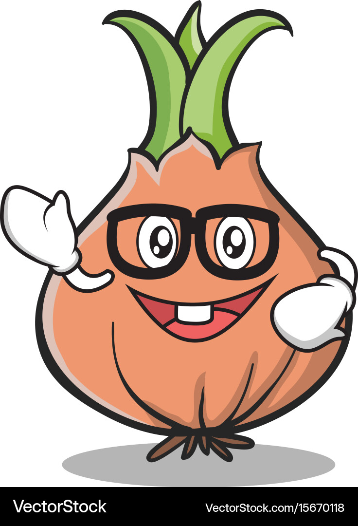 Geek face onion character cartoon Vector Image