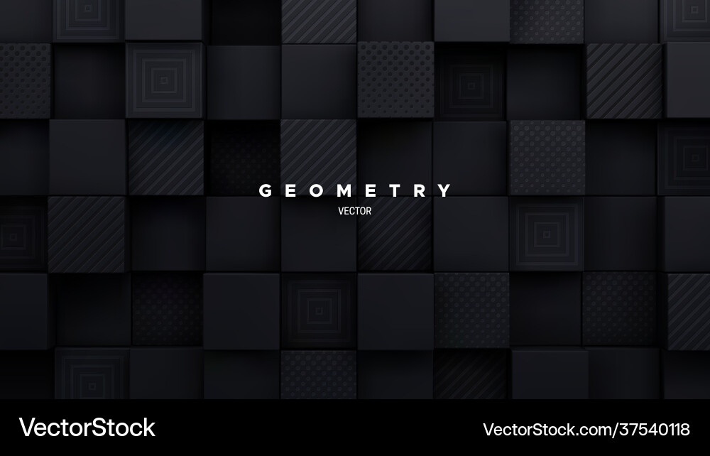Geometric Black Cube Backdrop Vector Image