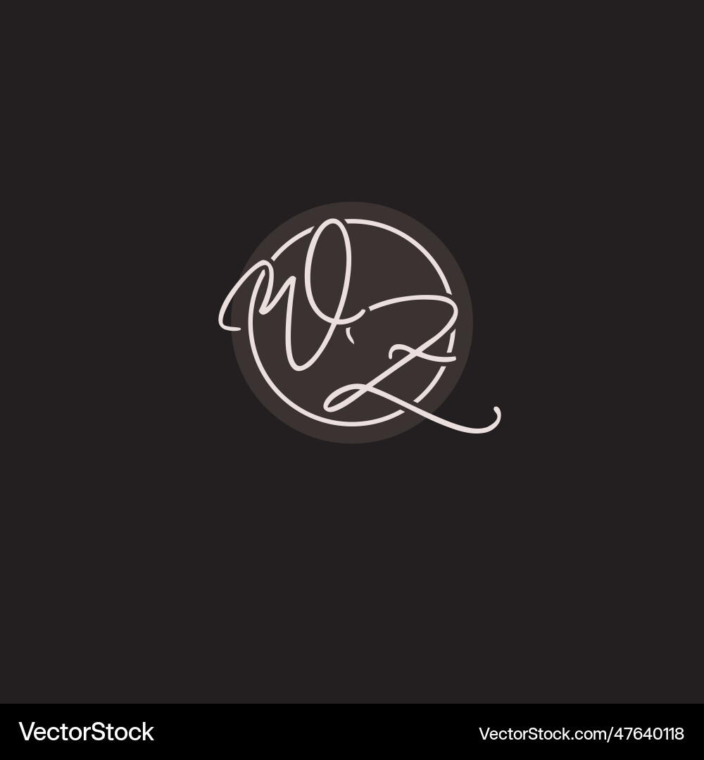 Initials wz logo monogram with simple circle line Vector Image