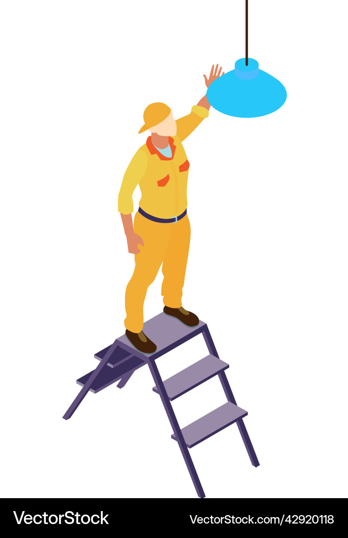 Installing lamp shade composition Installing lamp shade composition vector image