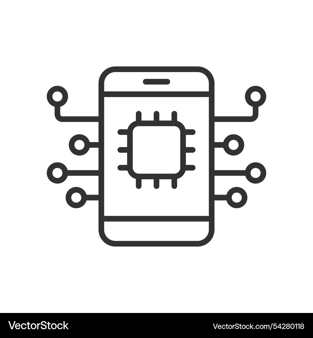 Phone processor chip icon in line design Phone processor chip icon in line design vector image