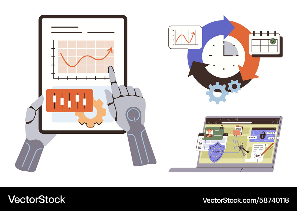 Robotic analysis and data visualization Robotic analysis and data visualization Vector Image