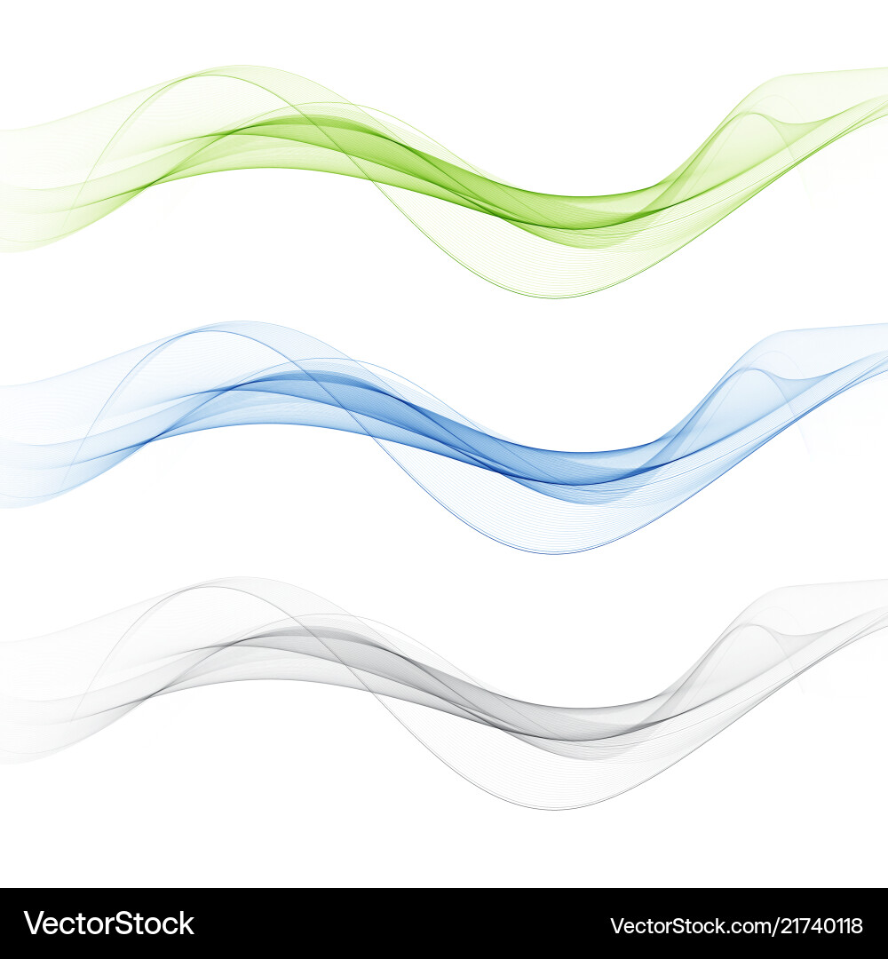 Set abstract color wave smoke transparent blue Set abstract color wave smoke transparent blue vector image