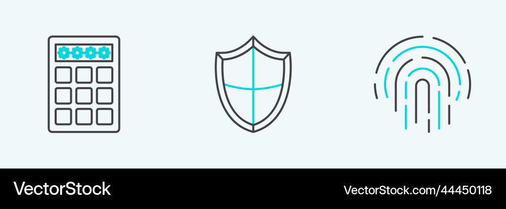 Set line fingerprint password protection Vector Image