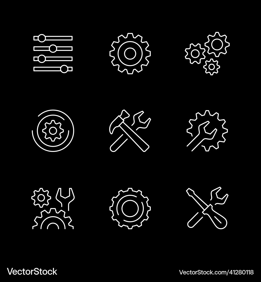 Set line icons of settings vector image