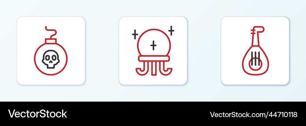 Set line lute bomb ready to explode and magic Set line lute bomb ready to explode and magic vector image