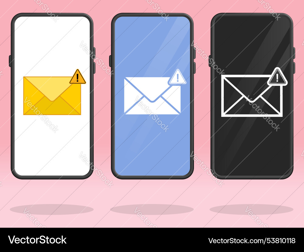 Smartphone email triangle error caution warning Smartphone email triangle error caution warning vector image