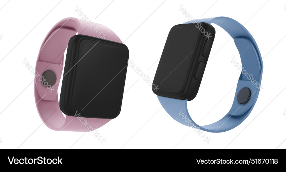 Smartwatch with blank screen and black wrist band Smartwatch with blank screen and black wrist band Vector Image