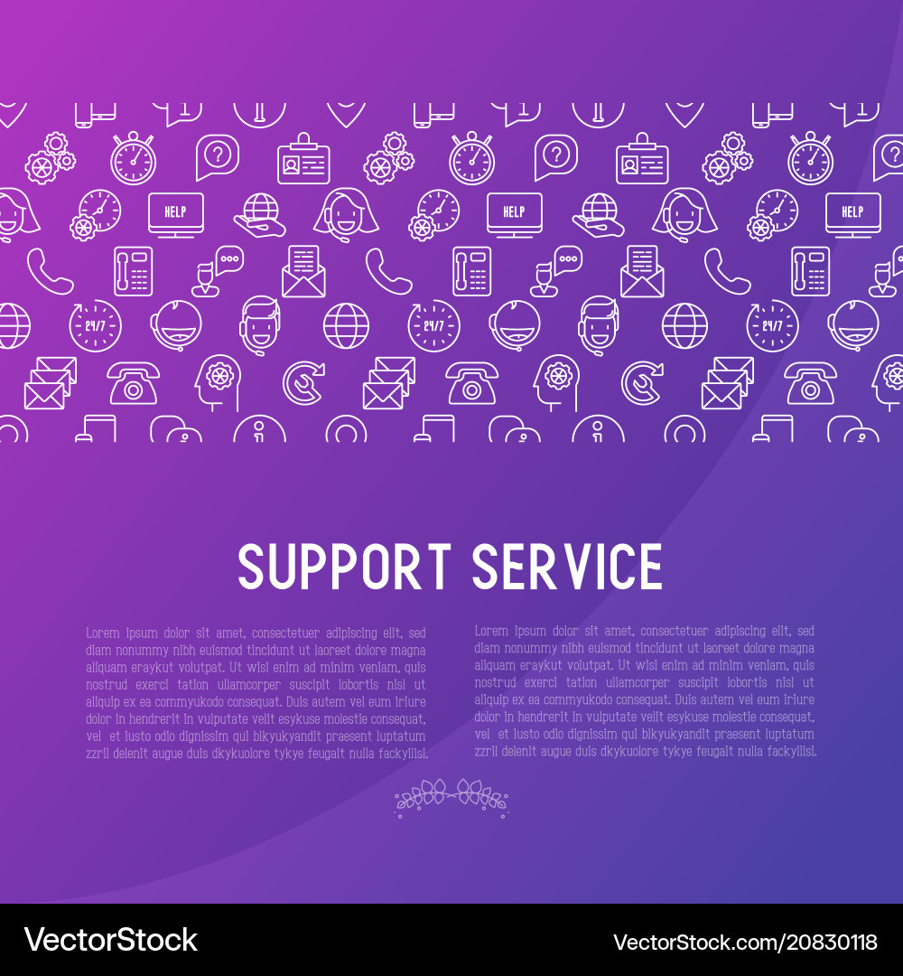 Support service concept with thin line icons Support service concept with thin line icons vector image