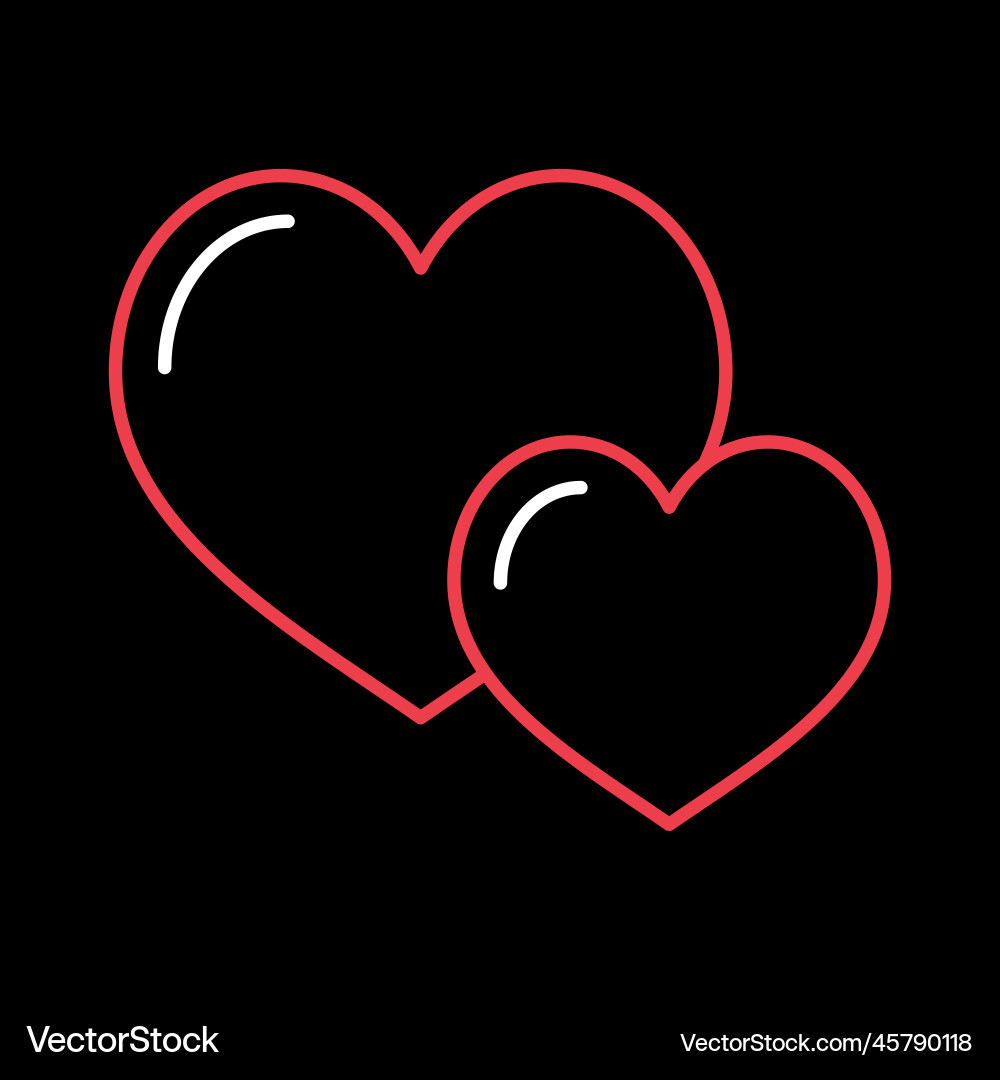 Two heart isolated on black background icon – Royalty-Free Vector |  VectorStock, image size:1000x1080
