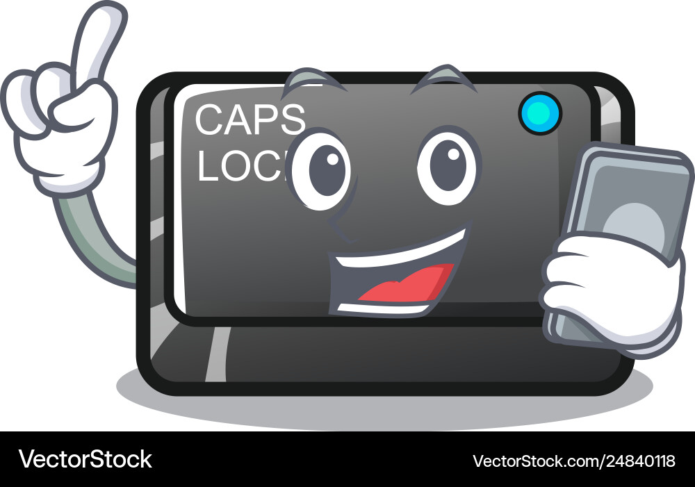 With phone capslock button on a computer cartoon vector image