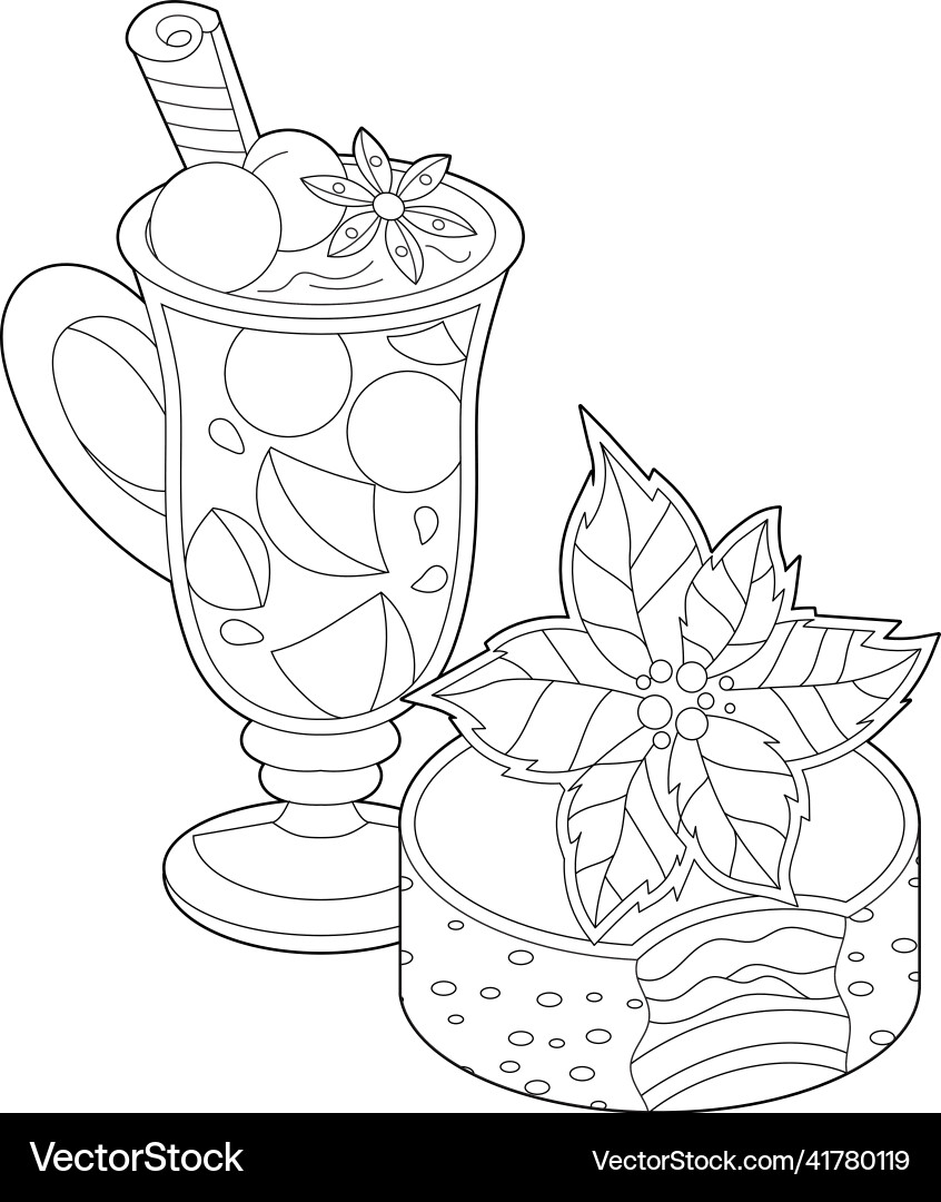 Black and white dessert cakes sweets cup Black and white dessert cakes sweets cup vector image