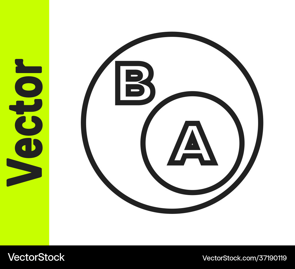 Black line subsets mathematics a is subset b Black line subsets mathematics a is subset b vector image