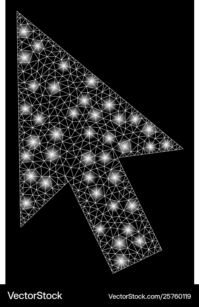 Bright mesh network cursor arrow with flash spots Bright mesh network cursor arrow with flash spots vector image