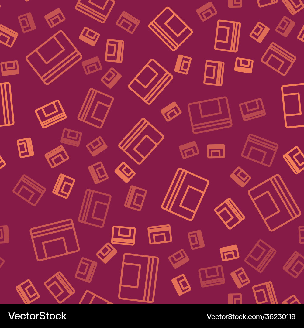 Brown line notebook icon isolated seamless pattern Vector Image